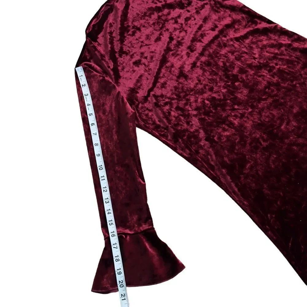 LC Lauren Conrad Red Wine Velvet Shift Dress SMALL - Picture 10 of 13